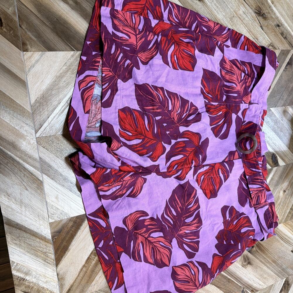 Sofia Jeans tropical leaf print belted linen blend shorts Sz XXXL